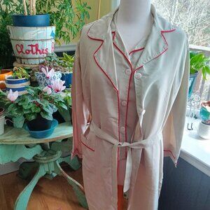 1940s 3 Piece Gold-Craft Original Pajama Set 20-40 Green w/Red Trim Women's M